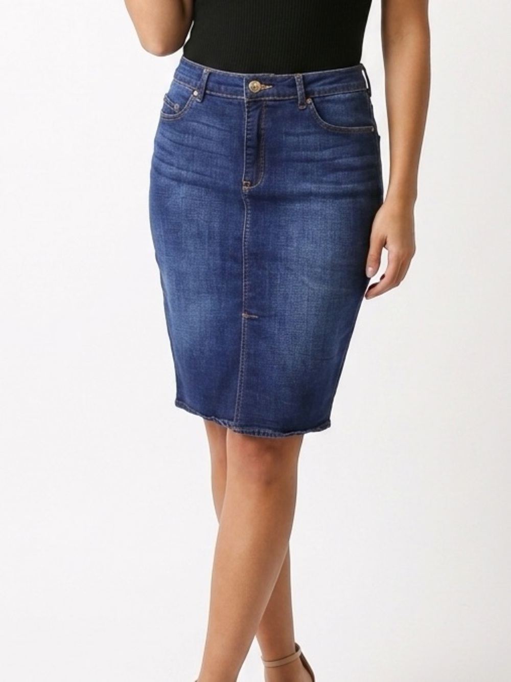 Lee Platinum Label Womens‎ Dark Wash Denim Pencil Skirt Blue Knee Length Size 10